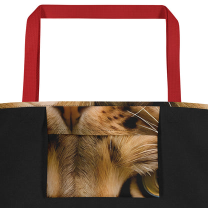 Large Tote Bag w/ Pocket - Feline Whisper