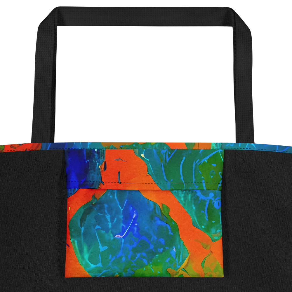 Large Tote Bag w/ Pocket - Vibrant Mosaic