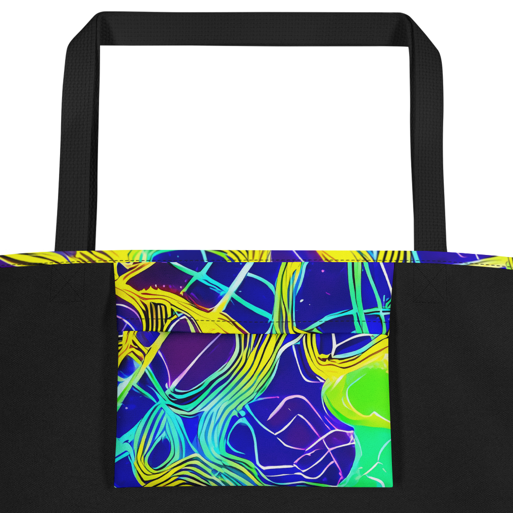 Large Tote Bag w/ Pocket - Neon Jungle Rhapsody