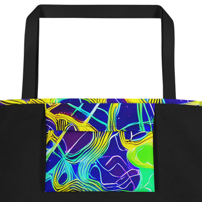 Large Tote Bag w/ Pocket - Neon Jungle Rhapsody