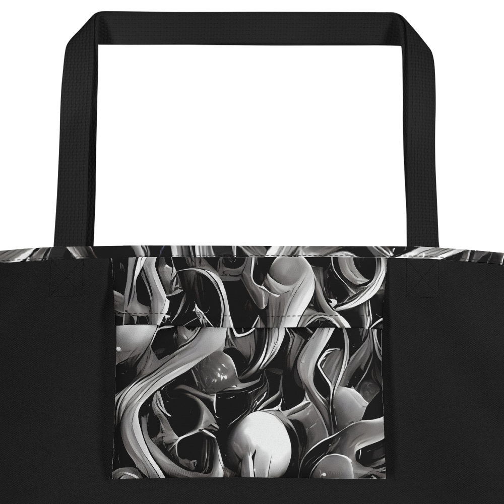 Large Tote Bag w/ Pocket - Fluid Monochrome