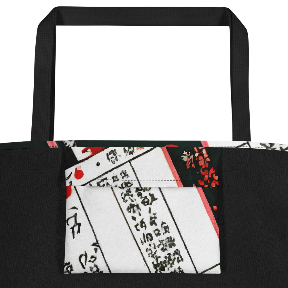 Large Tote Bag w/ Pocket - Crimson Chronicles