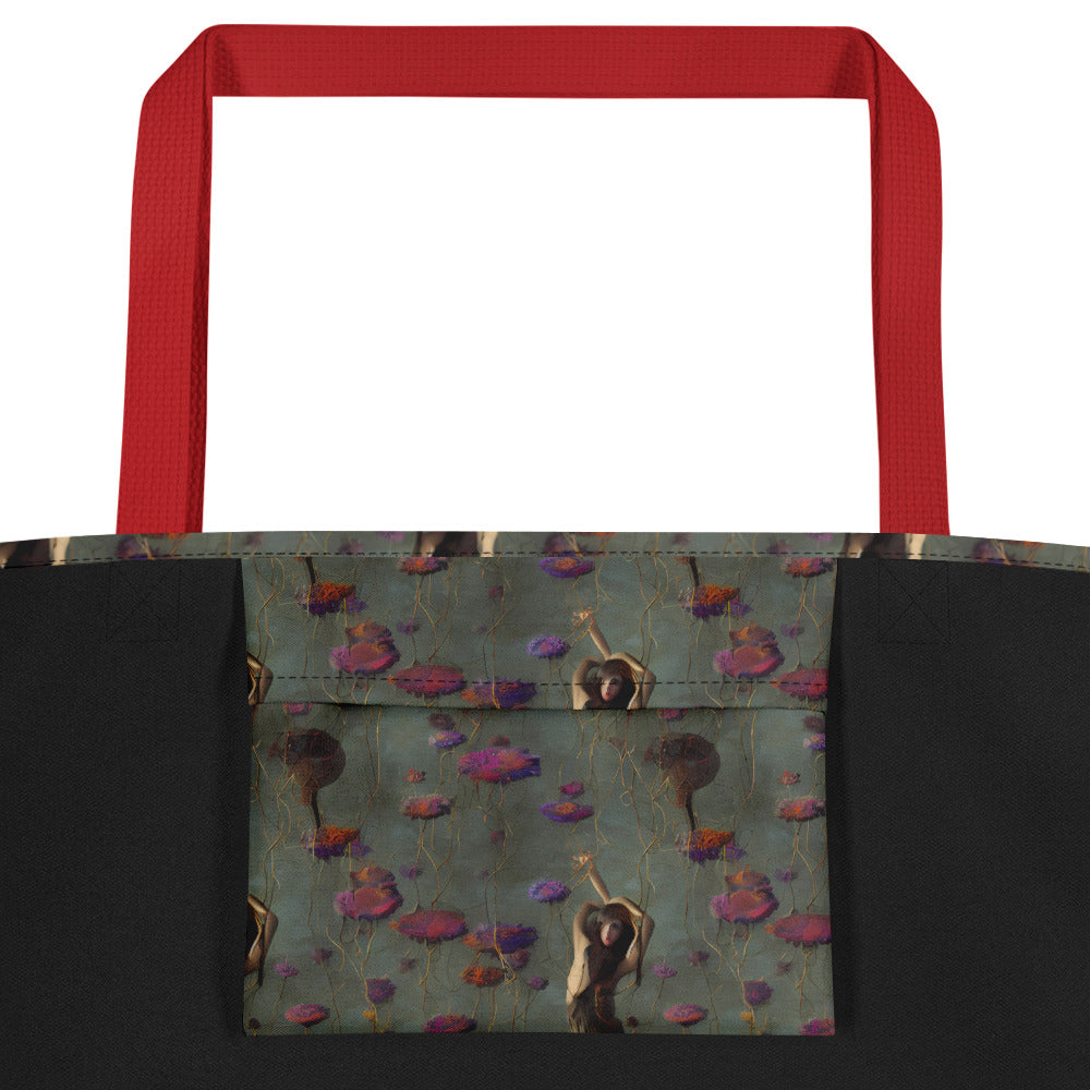Large Tote Bag w/ Pocket - Ethereal Bloom