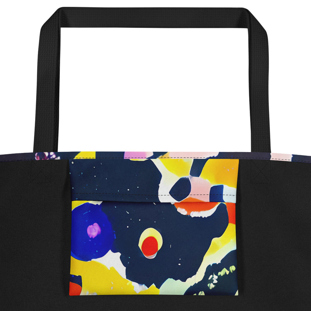Large Tote Bag w/ Pocket - Kaleido Burst