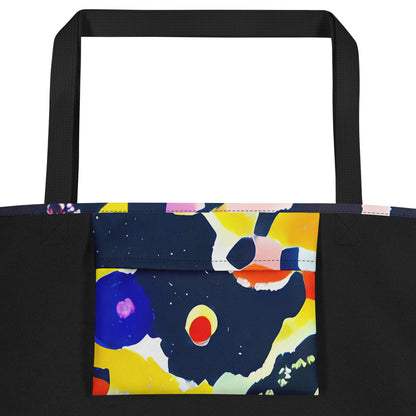Large Tote Bag w/ Pocket - Kaleido Burst