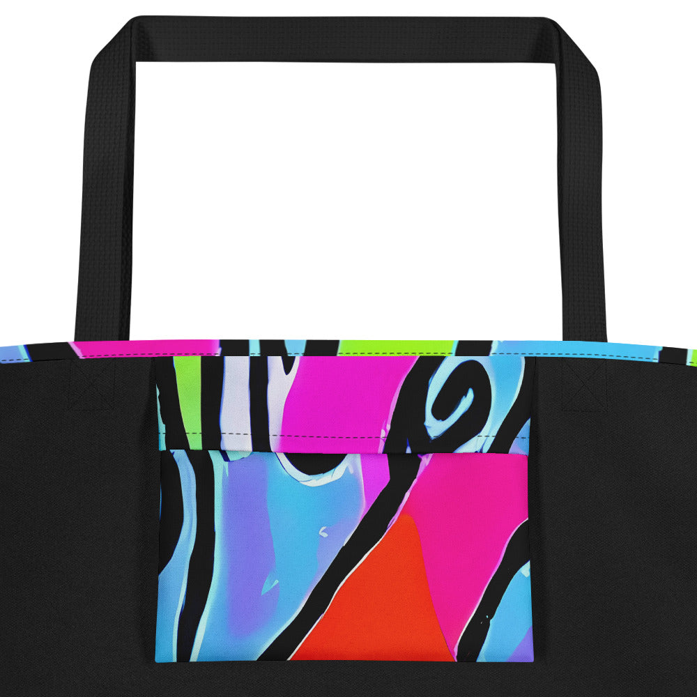 Large Tote Bag w/ Pocket - Electric Mosaic