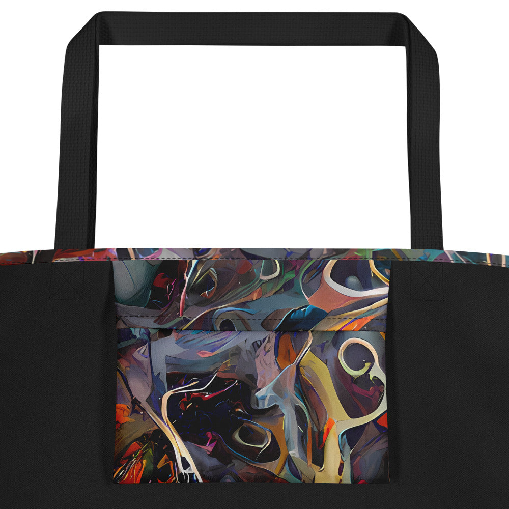 Large Tote Bag w/ Pocket - Chromatic Entanglement