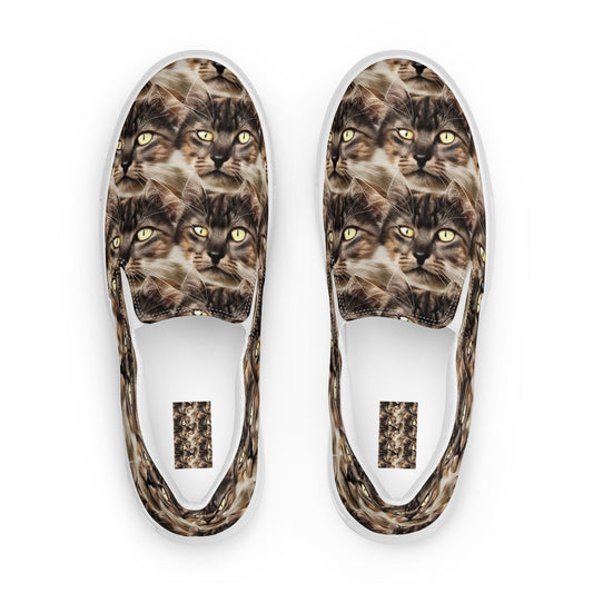 Men's Slip-On Canvas Shoes - Feline Reverie