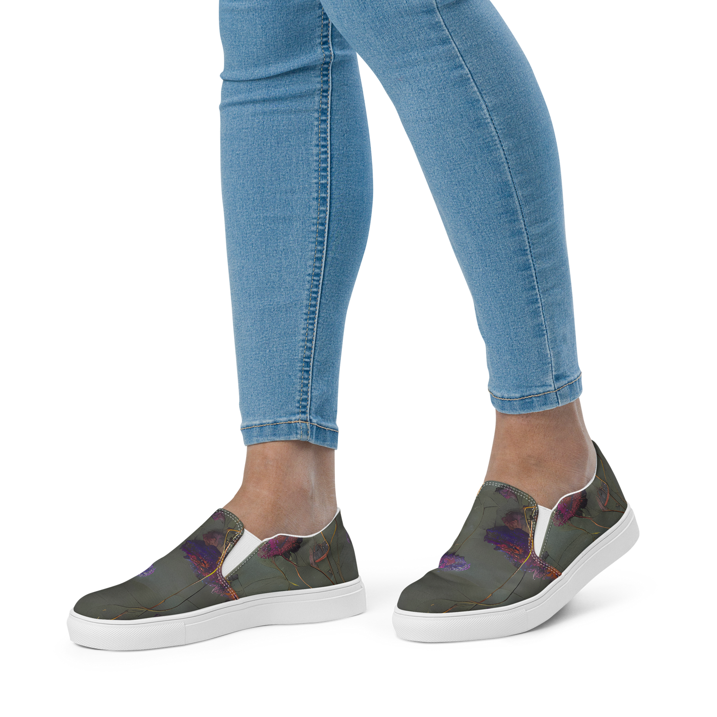 Women's Slip-On Canvas Shoes - Ethereal Bloom