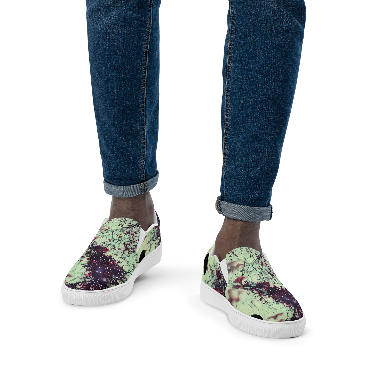 Men's Slip-On Canvas Shoes - Celestial Bloom