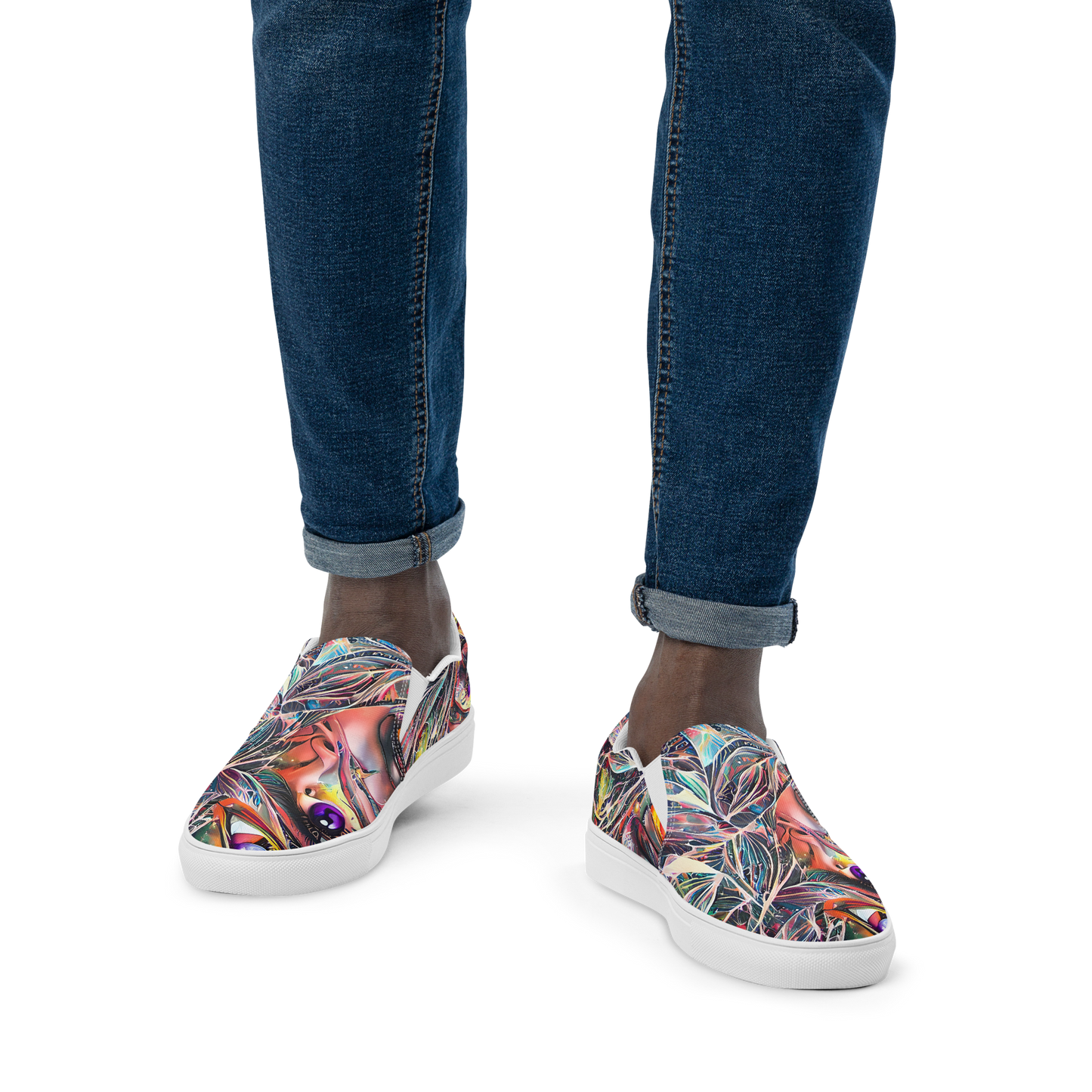 Men's Slip-On Canvas Shoes - Prismatic Reverie