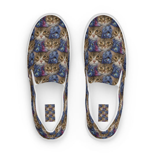 Men's Slip-On Canvas Shoes - Feline Fantasy