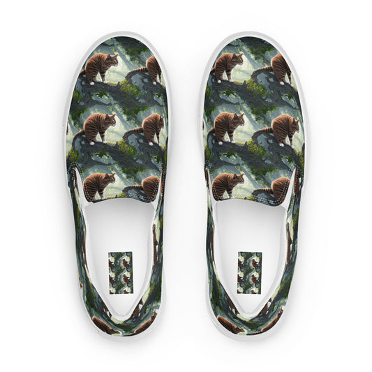 Men's Slip-On Canvas Shoes - Whiskered Enigma