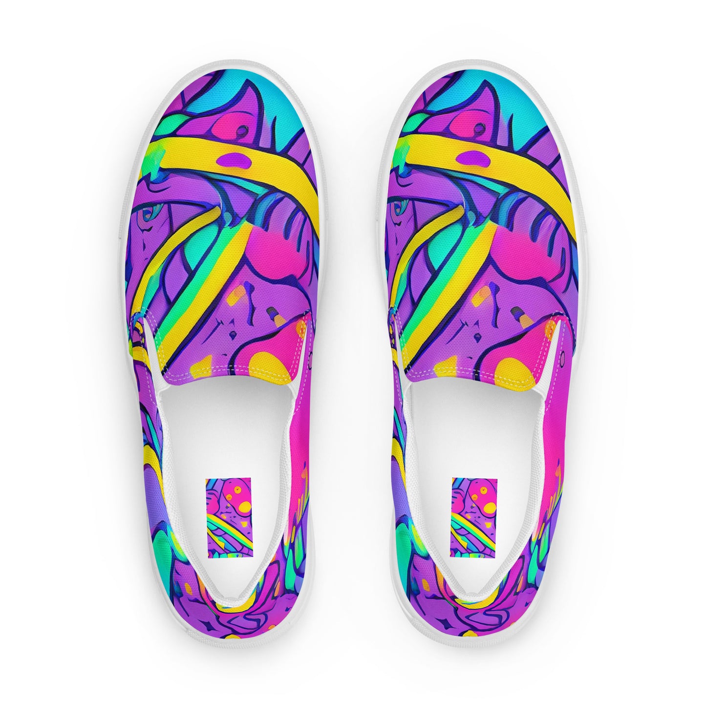 Women's Slip-On Canvas Shoes - Neon Galaxy Whirl