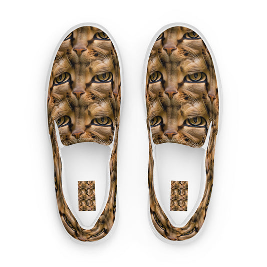 Men's Slip-On Canvas Shoes - Feline Whisper