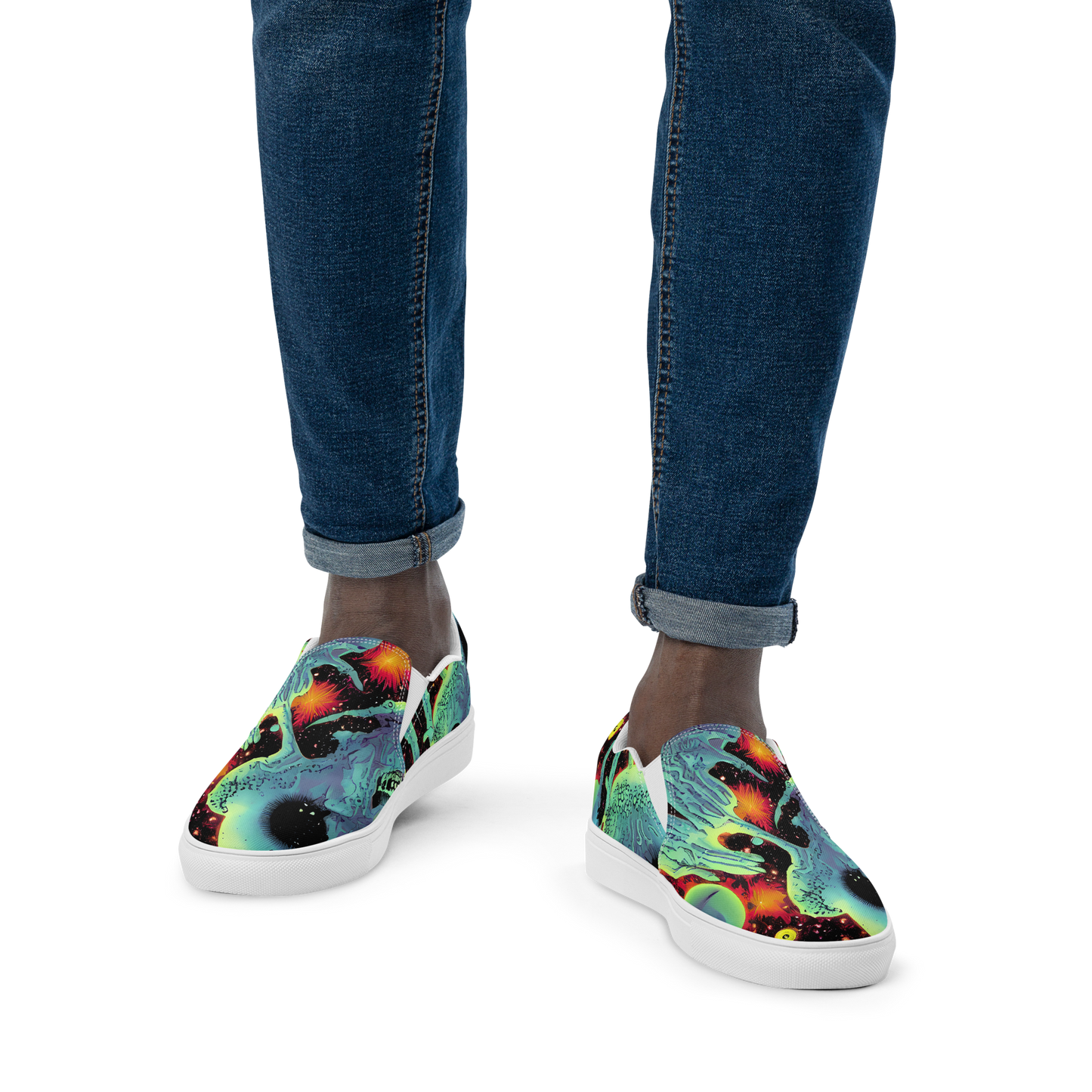 Men's Slip-On Canvas Shoes - Galactic Grotesque