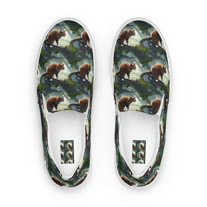 Women's Slip-On Canvas Shoes - Whiskered Enigma