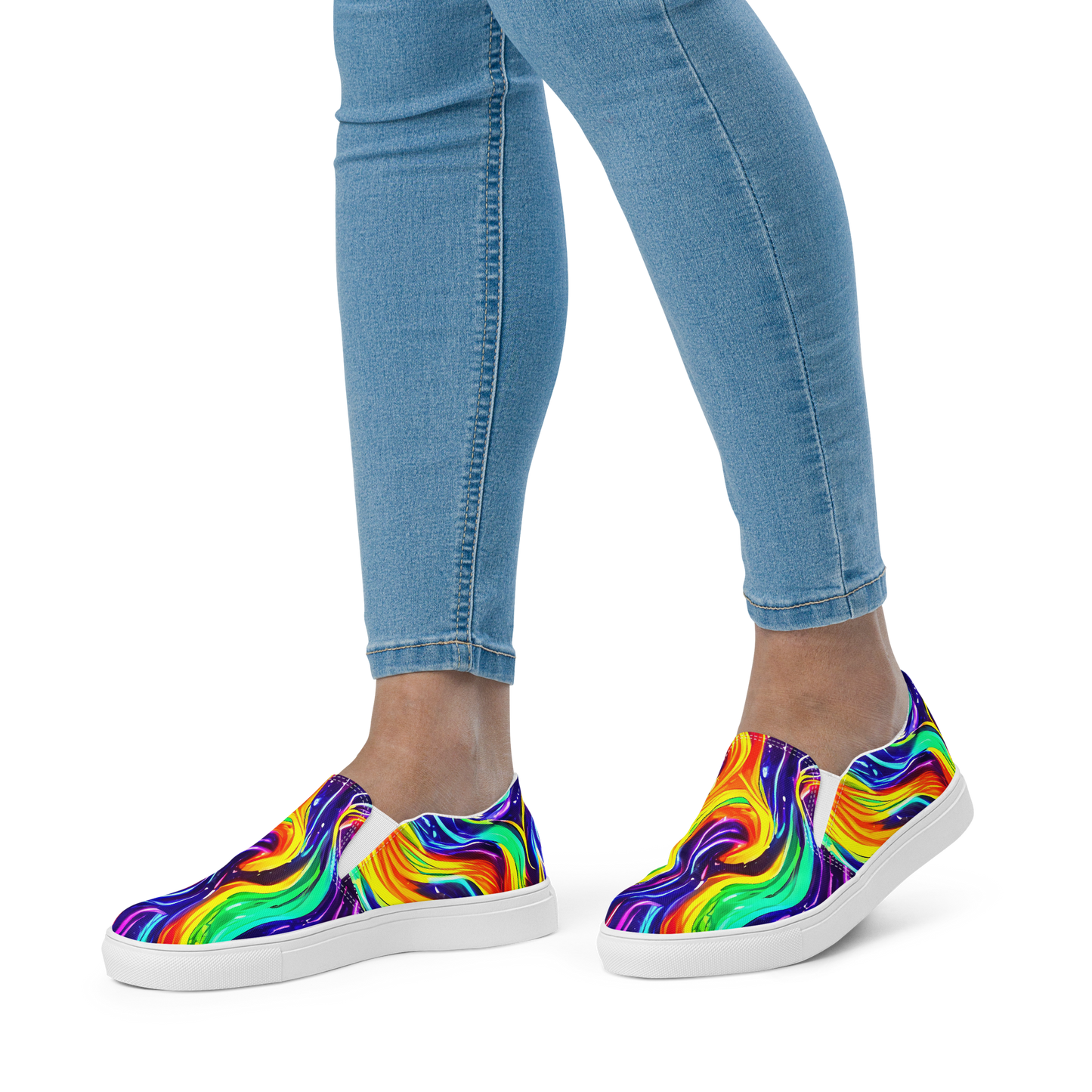 Women's Slip-On Canvas Shoes - Galactic Flames