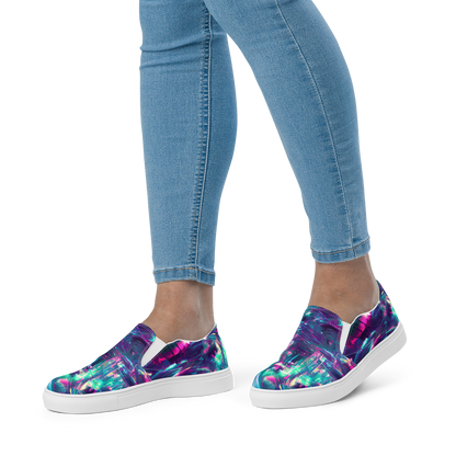 Women's Slip-On Canvas Shoes - Synthwave Surge