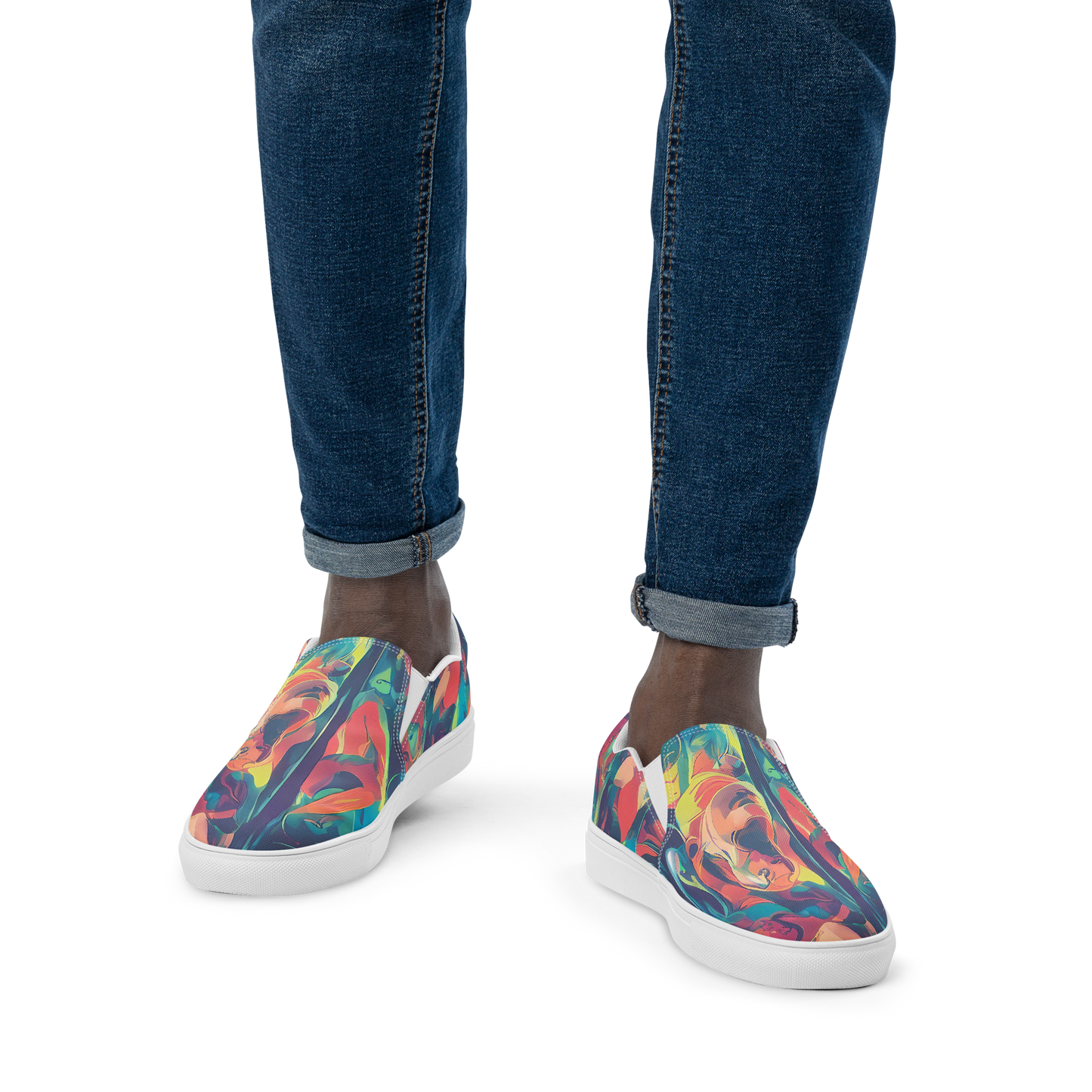 Men's Slip-On Canvas Shoes - Neon Aurora