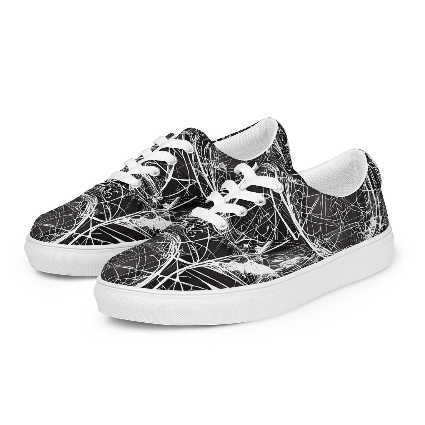 Women's Lace-Up Canvas Shoes - Nexus of Lines
