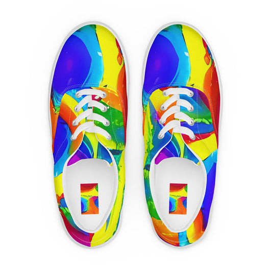 Men's Lace-Up Canvas Shoes - Psychedelic Splash