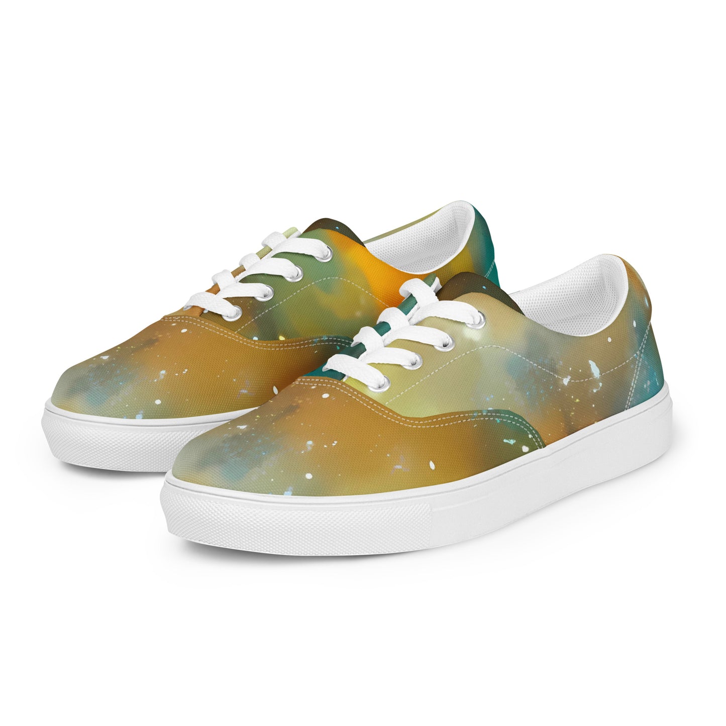 Women's Lace-Up Canvas Shoes - Abstract Tapestries