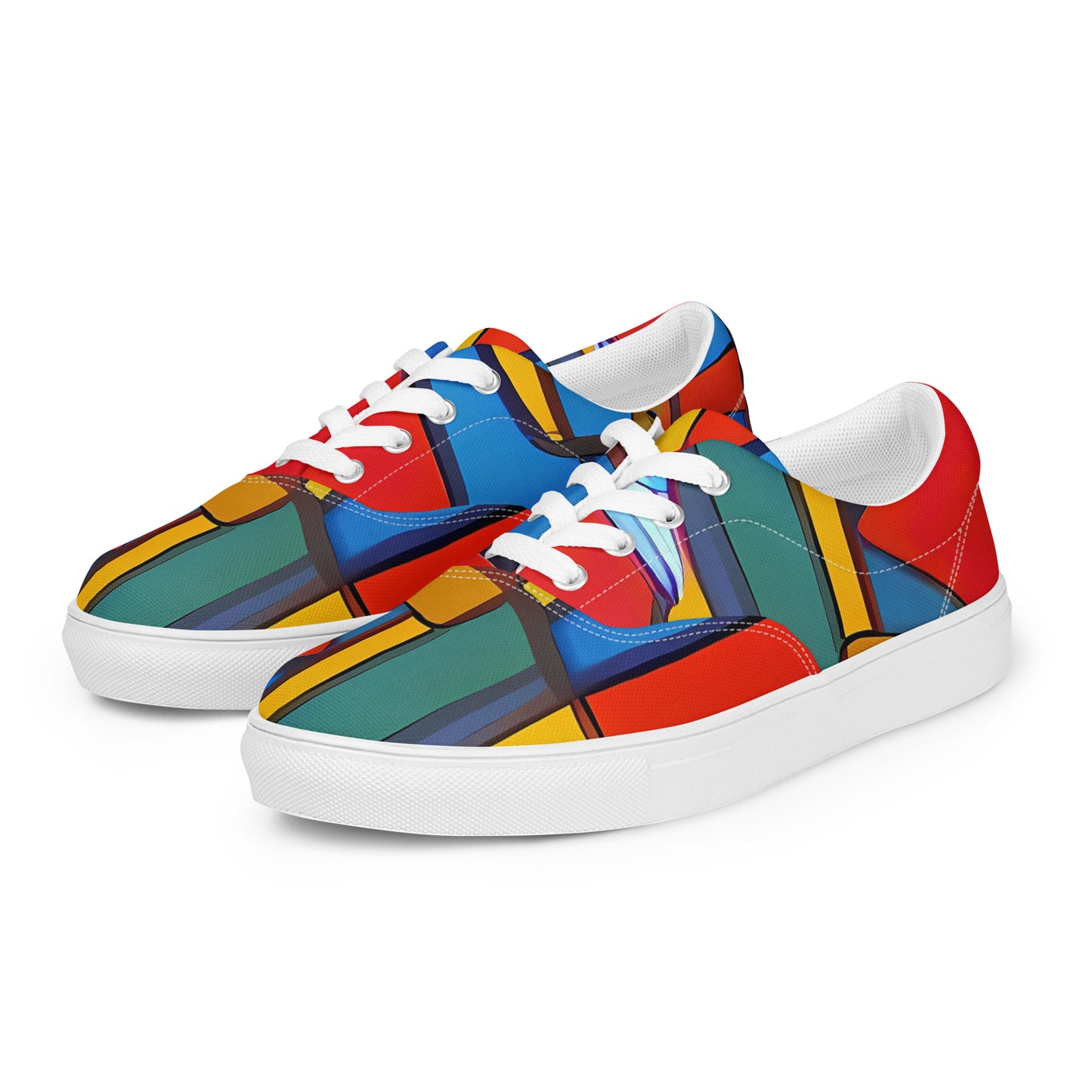 Women's Lace-Up Canvas Shoes - Mondrian Maze