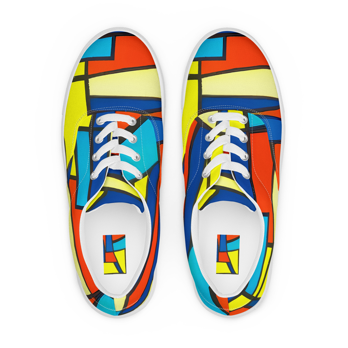 Women's Lace-Up Canvas Shoes - Neon Fractals