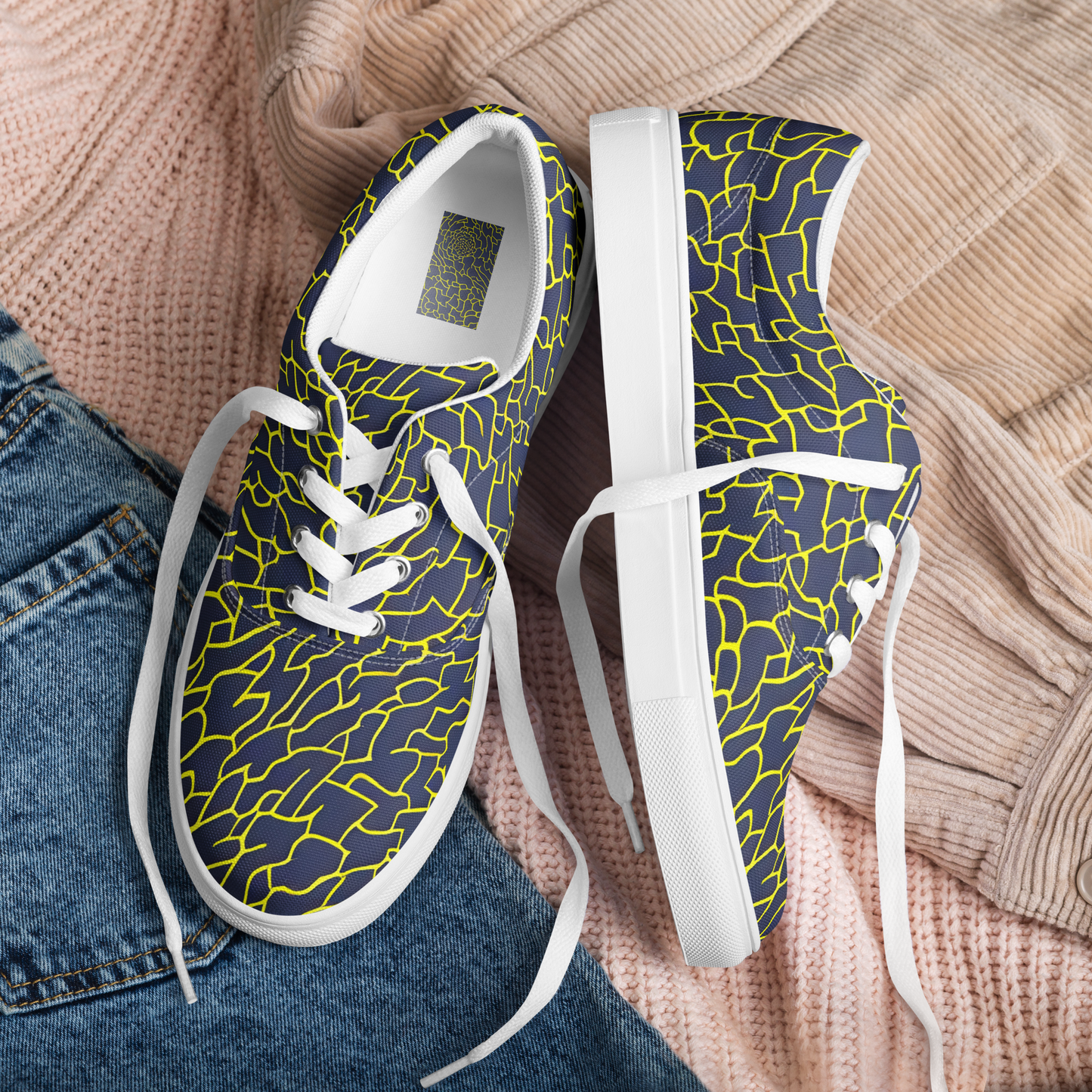 Women's Lace-Up Canvas Shoes - Nightshade Maze