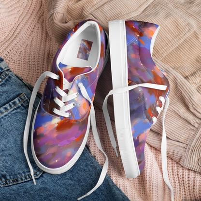 Women's Lace-Up Canvas Shoes - Celestial Brushstroke