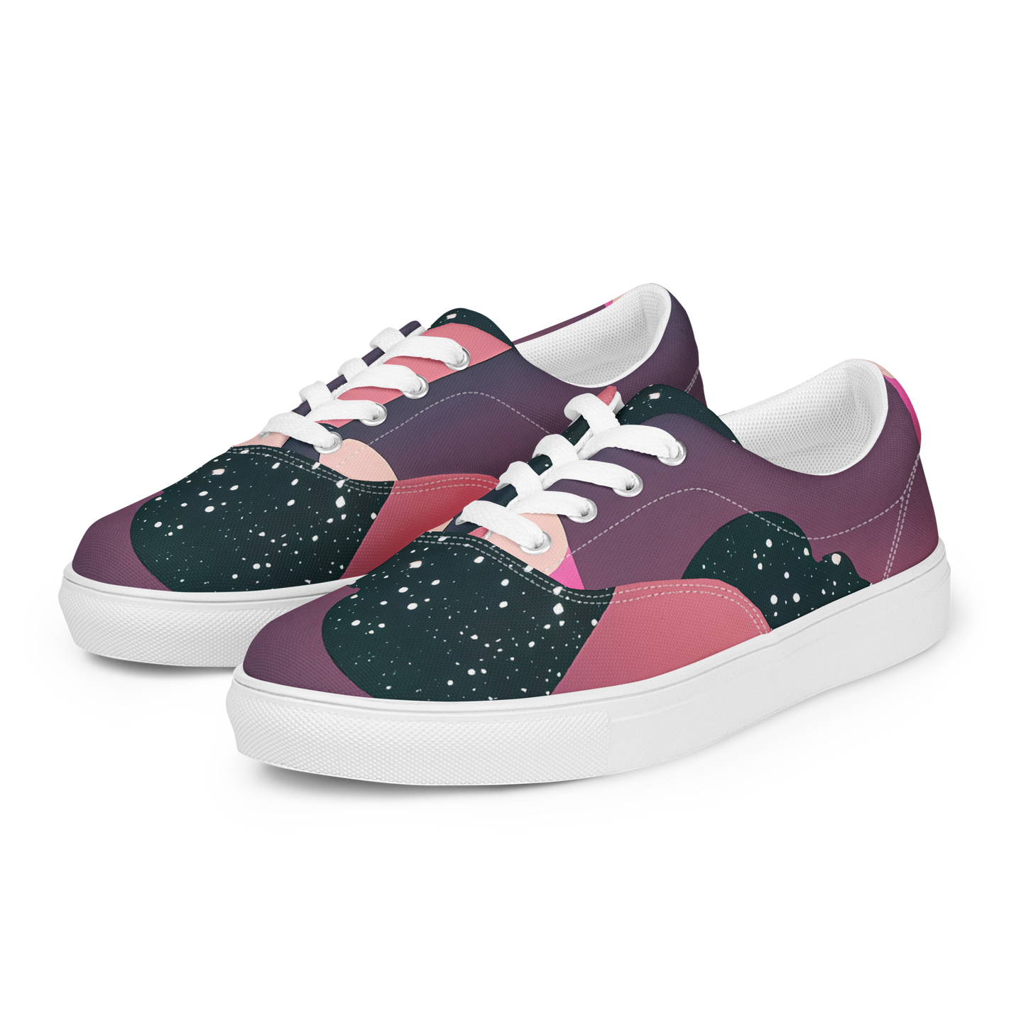 Women's Lace-Up Canvas Shoes - Dreamscape Horizon