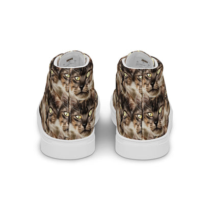 Men's High Top Canvas Shoes - Feline Reverie