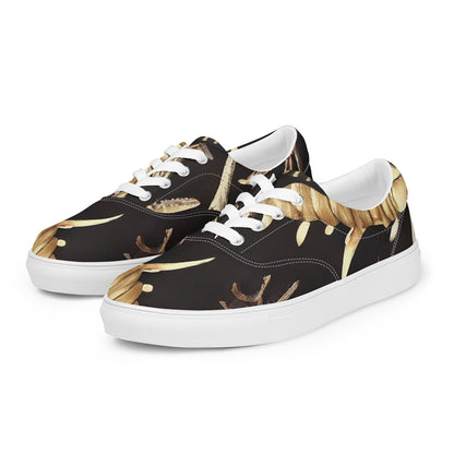 Women's Lace-Up Canvas Shoes - Fossil Fantasia