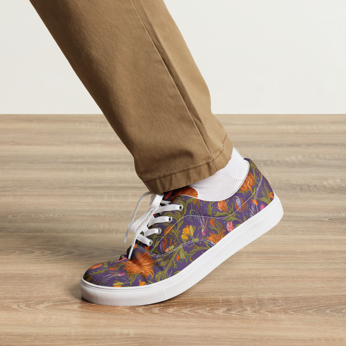 Men's Lace-Up Canvas Shoes - Botanical Nebula