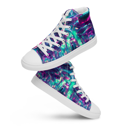 Men's High Top Canvas Shoes - Synthwave Surge