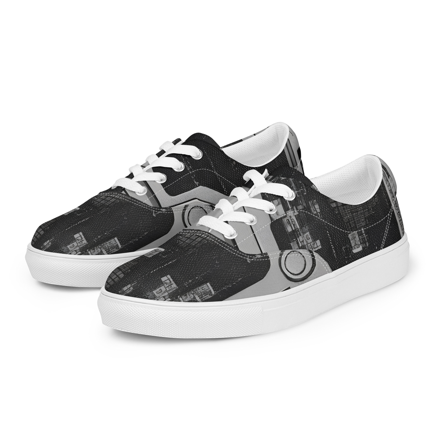 Women's Lace-Up Canvas Shoes - Concrete Harmony