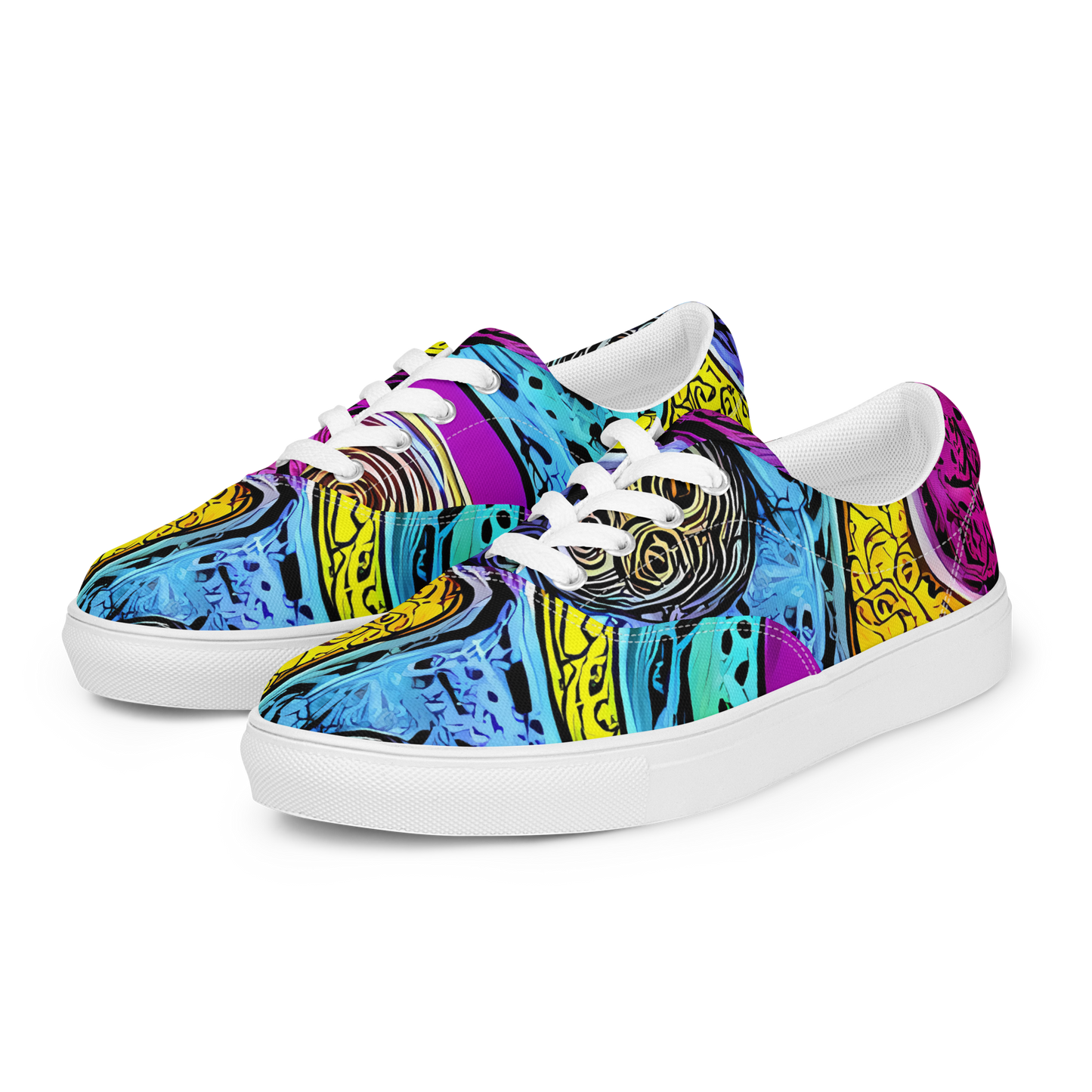 Women's Lace-Up Canvas Shoes - Orbiting Orbs