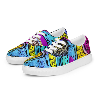 Women's Lace-Up Canvas Shoes - Orbiting Orbs