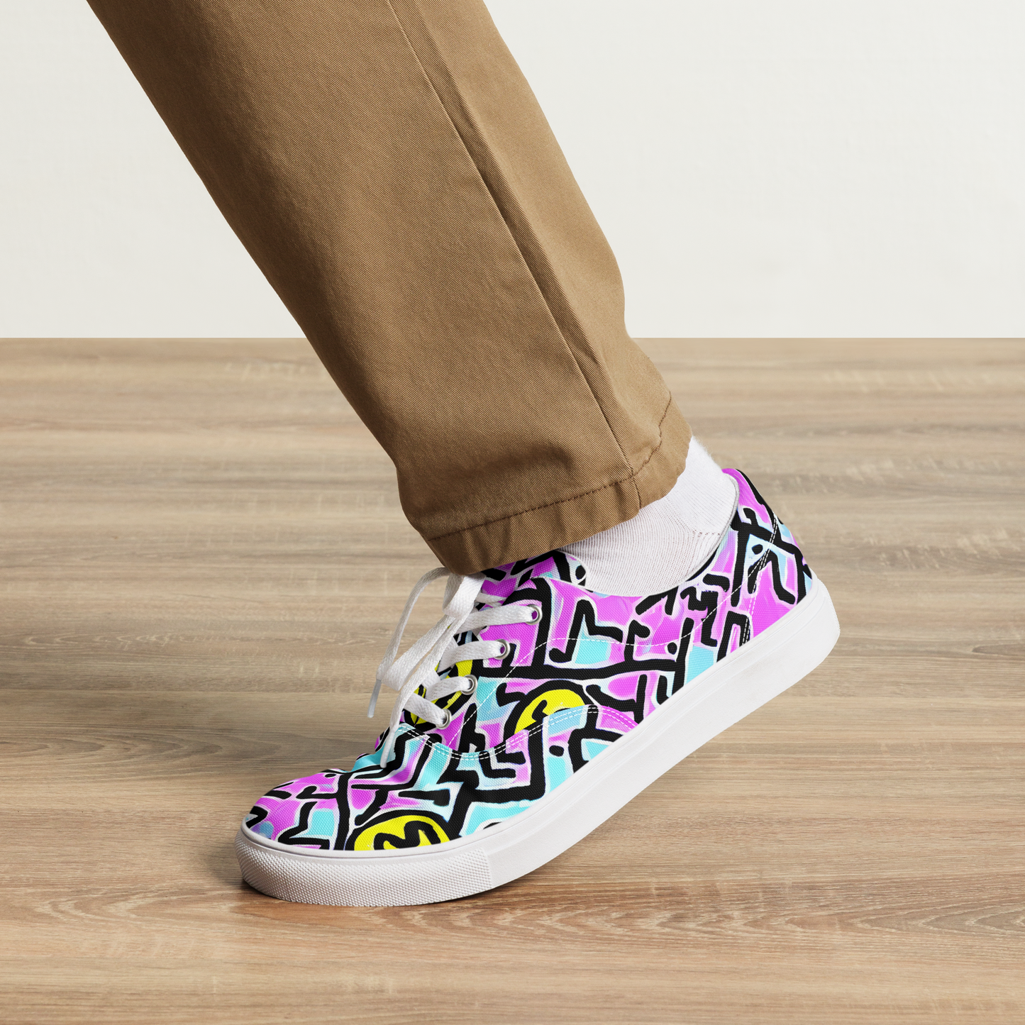 Men's Lace-Up Canvas Shoes - Punk Doodles