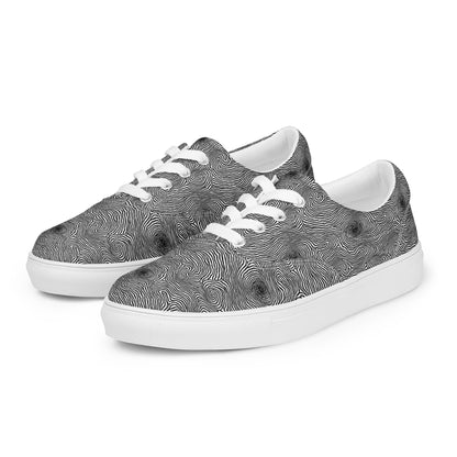 Women's Lace-Up Canvas Shoes - Black And White Rhapsody