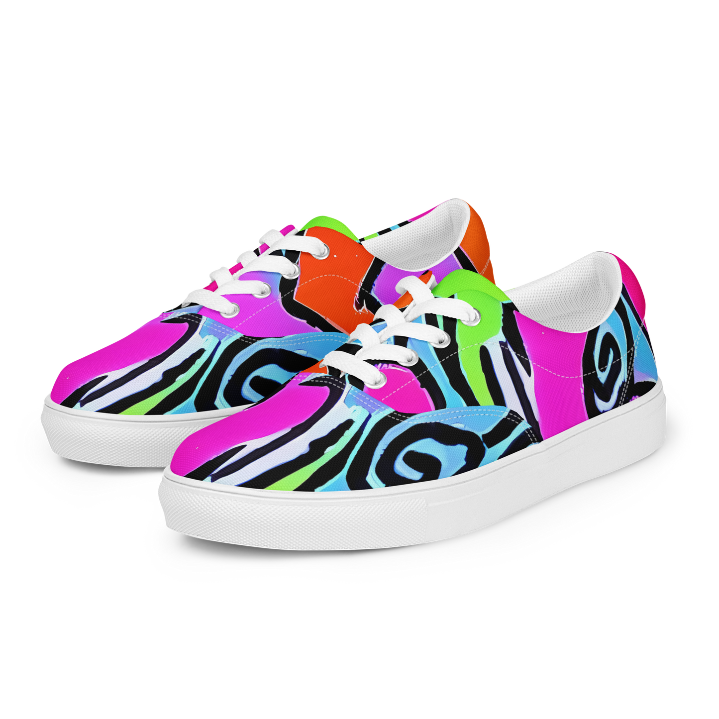 Women's Lace-Up Canvas Shoes - Electric Mosaic