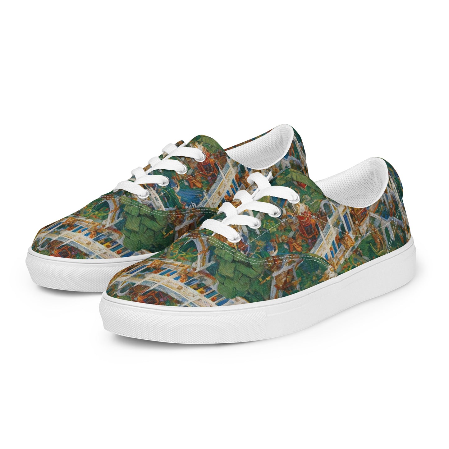 Women's Lace-Up Canvas Shoes - Emerald Dynasty