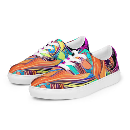 Women's Lace-Up Canvas Shoes - Neon Drizzle