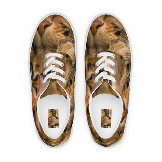Men's Lace-Up Canvas Shoes - Feline Whisper