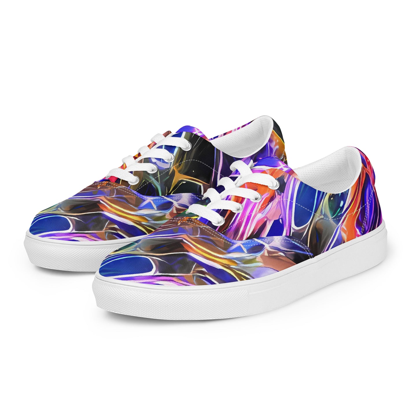 Women's Lace-Up Canvas Shoes - Neon Orbits