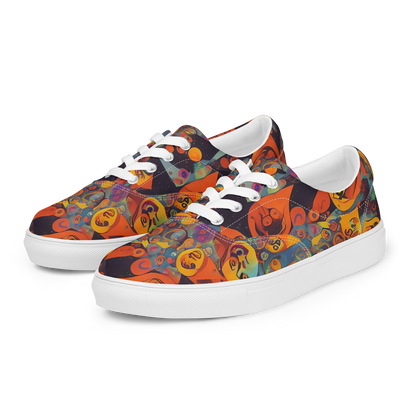 Women's Lace-Up Canvas Shoes - Galactic Faces