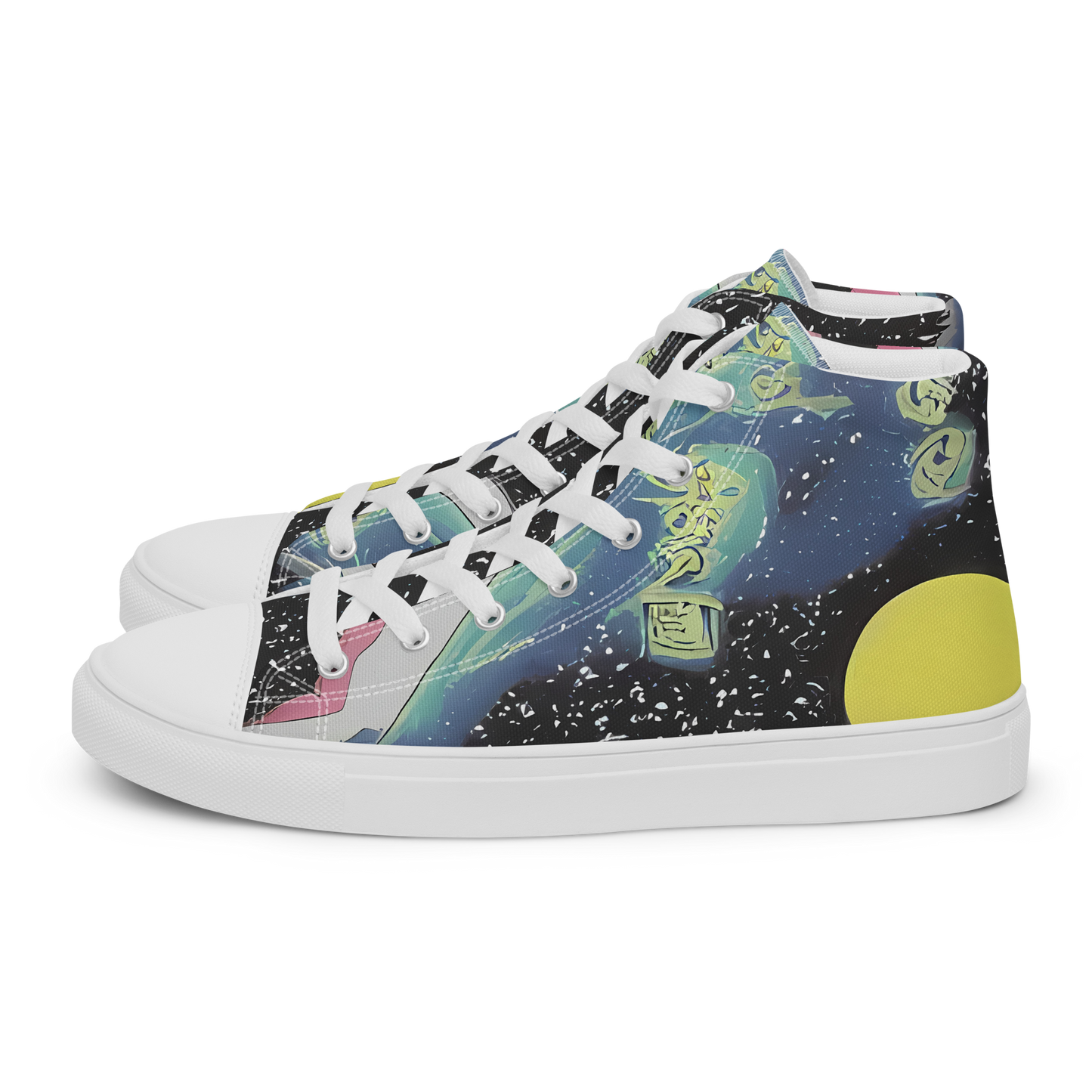 Men's High Top Canvas Shoes - Lunar Waves