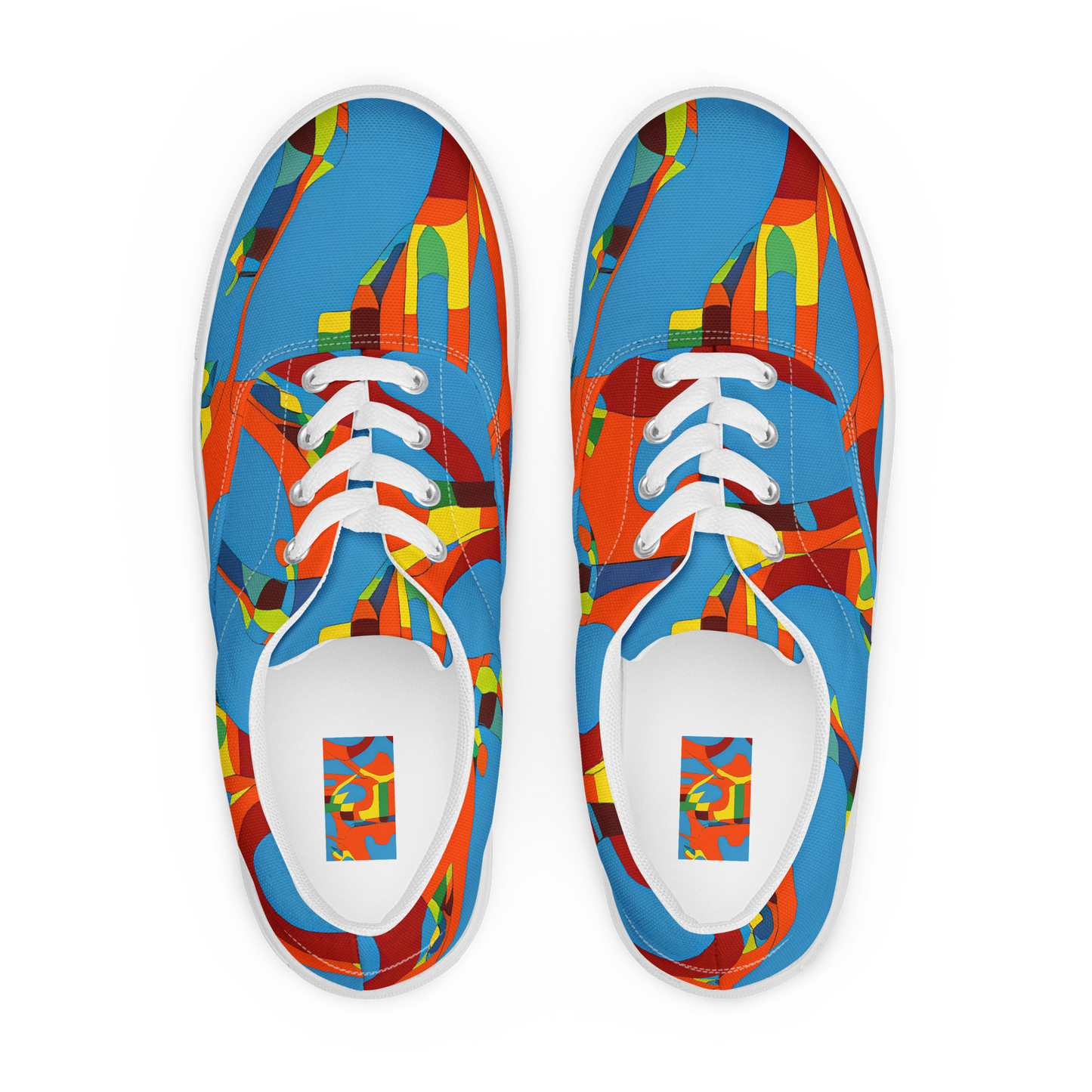 Men's Lace-Up Canvas Shoes - Fire Ocean Fusion