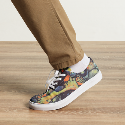 Men's Lace-Up Canvas Shoes - Cosmic Scream